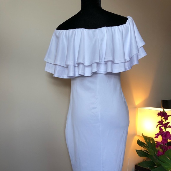 Layered Ruffle Off Shoulder Bodycon Party Dress - Picture 6 of 6